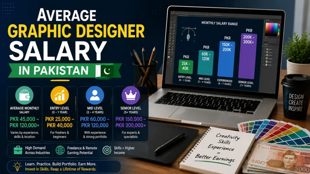  Average graphic designer salary in Pakistan with salary ranges by experience level and career growth.