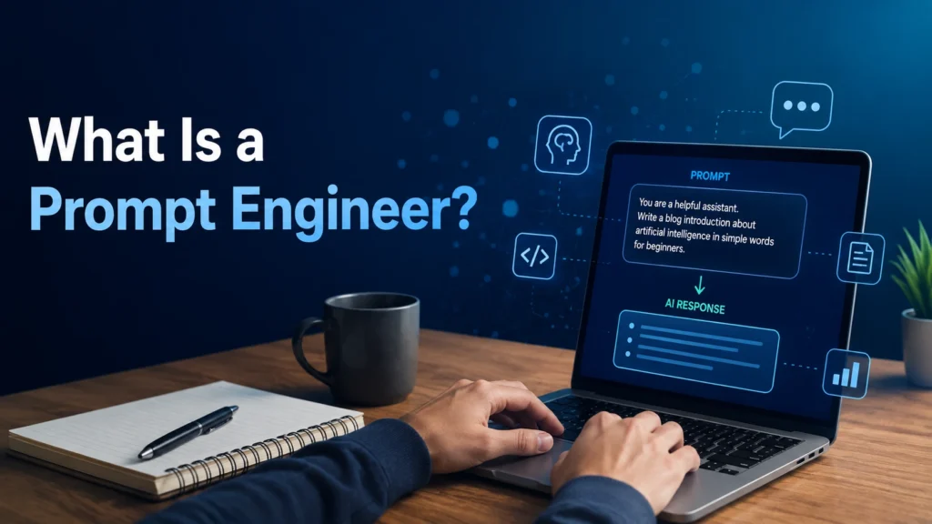 What is a prompt engineer - example of a prompt and AI response on a laptop screen