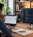 developer-reviewing-code-and-analytics-dashboard developer reviewing code and analytics dashboard